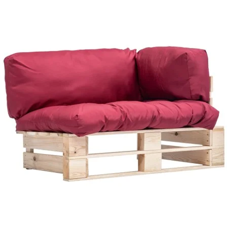 Sofá de jardín de palets con cojines rojos madera de pino de , Sofás de exterior - Ref: Foro24-277481, Precio: 113,97 €, Desc...