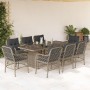 Set comedor de jardín 9 pzas cojines ratán sintético gris claro en Conjuntos de jardín | Comprar online en Foru.es