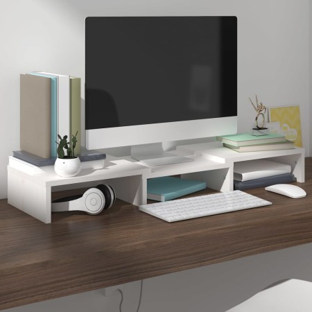 Soporte de monitor madera maciza de pino blanco 60x24x10,5 cm de , Muebles TV - Ref: Foro24-813935, Precio: 21,78 €, Descuent...