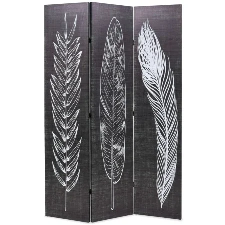Biombo divisor plegable 120x170 cm plumas blanco y negro de vidaXL, Divisores de ambientes - Ref: Foro24-245889, Precio: 95,3...