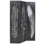 Biombo divisor plegable 120x170 cm plumas blanco y negro de vidaXL, Divisores de ambientes - Ref: Foro24-245889, Precio: 93,0...