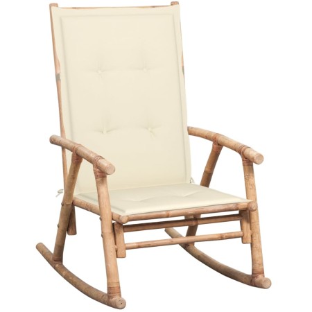 Silla mecedora con cojín bambú de , Sillas de jardín - Ref: Foro24-3063905, Precio: 143,66 €, Descuento: %