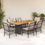 Set de comedor de jardín 7 pzas y cojines ratán sintético negro en Conjuntos de jardín | Comprar online en Foru.es