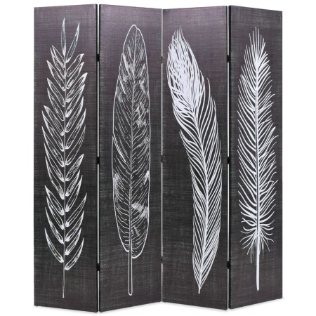 Biombo divisor plegable 160x170 cm plumas blanco y negro de vidaXL, Divisores de ambientes - Ref: Foro24-245890, Precio: 113,...