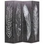 Biombo divisor plegable 160x170 cm plumas blanco y negro de vidaXL, Divisores de ambientes - Ref: Foro24-245890, Precio: 110,...