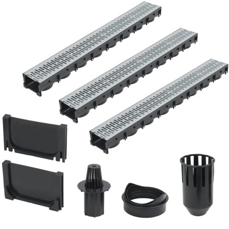 Canales de drenaje 3 unidades acero galvanizado 3 m de vidaXL, Desagües - Ref: Foro24-142877, Precio: 83,60 €, Descuento: %