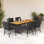Set de comedor de jardín 7 pzas y cojines ratán sintético negro en Conjuntos de jardín | Comprar online en Foru.es