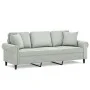 Sofá de 3 plazas con cojines terciopelo gris claro 180 cm de , Sofás - Ref: Foro24-3200955, Precio: 288,28 €, Descuento: %