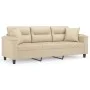 Sofá de 3 plazas con cojines tela microfibra color crema 180 cm de , Sofás - Ref: Foro24-3200981, Precio: 354,35 €, Descuento: %