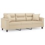 Sofá de 3 plazas con cojines tela microfibra color crema 180 cm de , Sofás - Ref: Foro24-3200981, Precio: 360,75 €, Descuento: %