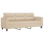Sofá de 3 plazas con cojines tela microfibra color crema 180 cm de , Sofás - Ref: Foro24-3200981, Precio: 360,75 €, Descuento: %