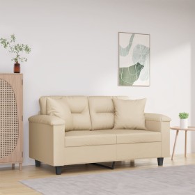 Sofá de 2 plazas con cojines tela microfibra color crema 120 cm de , Sofás - Ref: Foro24-3200969, Precio: 242,42 €, Descuento: %