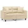 Sofá de 2 plazas con cojines tela microfibra color crema 120 cm de , Sofás - Ref: Foro24-3200969, Precio: 238,84 €, Descuento: %