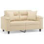 Sofá de 2 plazas con cojines tela microfibra color crema 120 cm de , Sofás - Ref: Foro24-3200969, Precio: 242,42 €, Descuento: %