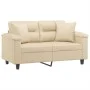 Sofá de 2 plazas con cojines tela microfibra color crema 120 cm de , Sofás - Ref: Foro24-3200969, Precio: 238,84 €, Descuento: %