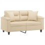 Sofá de 2 plazas con cojines tela microfibra color crema 120 cm de , Sofás - Ref: Foro24-3200969, Precio: 242,42 €, Descuento: %