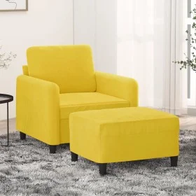 Gelber Samtsessel mit Hocker 60 cm von , Sofas - Ref: Foro24-3201170, Preis: 196,64 €, Rabatt: %