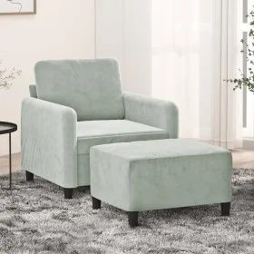 Sillón con taburete terciopelo gris claro 60 cm de , Sofás - Ref: Foro24-3201164, Precio: 176,55 €, Descuento: %