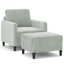 Sillón con taburete terciopelo gris claro 60 cm de , Sofás - Ref: Foro24-3201164, Precio: 176,55 €, Descuento: %
