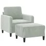 Sillón con taburete terciopelo gris claro 60 cm de , Sofás - Ref: Foro24-3201164, Precio: 176,55 €, Descuento: %