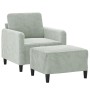 Sillón con taburete terciopelo gris claro 60 cm de , Sofás - Ref: Foro24-3201164, Precio: 179,18 €, Descuento: %