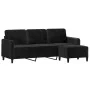 Sofá de 3 plazas con taburete de terciopelo negro 180 cm de , Sofás - Ref: Foro24-3201179, Precio: 310,61 €, Descuento: %