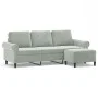 Sofá de 3 plazas con taburete de terciopelo gris claro 180 cm de , Sofás - Ref: Foro24-3201215, Precio: 330,33 €, Descuento: %
