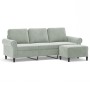 Sofá de 3 plazas con taburete de terciopelo gris claro 180 cm de , Sofás - Ref: Foro24-3201215, Precio: 335,62 €, Descuento: %