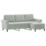 Sofá de 3 plazas con taburete de terciopelo gris claro 180 cm de , Sofás - Ref: Foro24-3201215, Precio: 330,33 €, Descuento: %