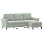 Sofá de 3 plazas con taburete de terciopelo gris claro 180 cm de , Sofás - Ref: Foro24-3201215, Precio: 335,62 €, Descuento: %