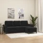 Sofá de 3 plazas con taburete de terciopelo negro 180 cm de , Sofás - Ref: Foro24-3201220, Precio: 364,27 €, Descuento: %