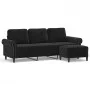 Sofá de 3 plazas con taburete de terciopelo negro 180 cm de , Sofás - Ref: Foro24-3201220, Precio: 364,27 €, Descuento: %