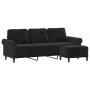 Sofá de 3 plazas con taburete de terciopelo negro 180 cm de , Sofás - Ref: Foro24-3201220, Precio: 364,27 €, Descuento: %