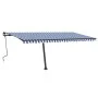 Toldo retráctil manual con luz LED azul y blanco 500x350 cm de , Toldos - Ref: Foro24-3069861, Precio: 599,51 €, Descuento: %