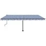 Toldo retráctil manual con luz LED azul y blanco 500x350 cm de , Toldos - Ref: Foro24-3069861, Precio: 599,51 €, Descuento: %