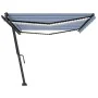 Toldo retráctil manual con luz LED azul y blanco 500x350 cm de , Toldos - Ref: Foro24-3069861, Precio: 599,51 €, Descuento: %