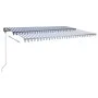 Toldo retráctil manual con luz LED azul y blanco 500x350 cm de , Toldos - Ref: Foro24-3069861, Precio: 599,51 €, Descuento: %
