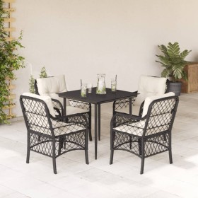 Set de muebles jardín 5 pzas con cojines ratán sintético negro en Conjuntos de jardín | Comprar online en Foru.es