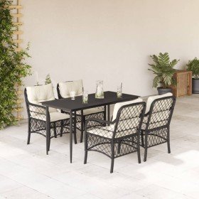 Set de muebles jardín 5 pzas con cojines ratán sintético negro en Conjuntos de jardín | Comprar online en Foru.es