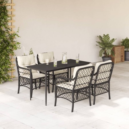 Set de muebles jardín 5 pzas con cojines ratán sintético negro en Conjuntos de jardín | Comprar online en Foru.es