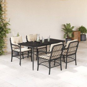 Set de muebles jardín 5 pzas con cojines ratán sintético negro en Conjuntos de jardín | Comprar online en Foru.es