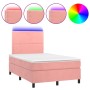 Cama box spring colchón y LED terciopelo rosa 120x200 cm de , Camas y somieres - Ref: Foro24-3136058, Precio: 409,81 €, Descu...
