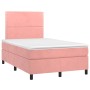 Cama box spring colchón y LED terciopelo rosa 120x200 cm de , Camas y somieres - Ref: Foro24-3136058, Precio: 409,81 €, Descu...