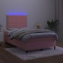 Cama box spring colchón y LED terciopelo rosa 120x200 cm de , Camas y somieres - Ref: Foro24-3136058, Precio: 409,81 €, Descu...