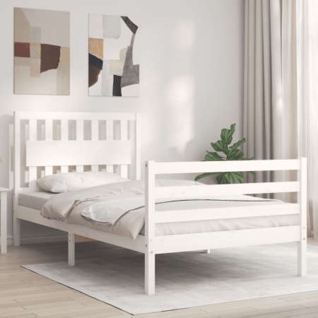 Estructura de cama con cabecero madera maciza blanco 100x200 cm de , Camas y somieres - Ref: Foro24-3194302, Precio: 122,49 €...