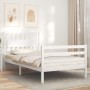 Estructura de cama con cabecero madera maciza blanco 100x200 cm de , Camas y somieres - Ref: Foro24-3194302, Precio: 122,49 €...