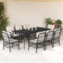 Set de comedor de jardín 9 pzas y cojines ratán sintético negro en Conjuntos de jardín | Comprar online en Foru.es