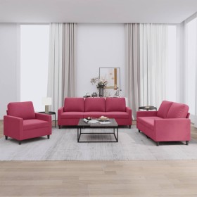 Juego de sofás con cojines 3 piezas terciopelo rojo tinto de , Sofás - Ref: Foro24-3201480, Precio: 577,82 €, Descuento: %