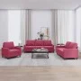 Red velvet 3-piece sofa set with cushions by , Sofas - Ref: Foro24-3201480, Price: 558,16 €, Discount: %