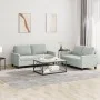 Juego de sofás con cojines 2 piezas terciopelo gris claro de , Sofás - Ref: Foro24-3201496, Precio: 386,92 €, Descuento: %